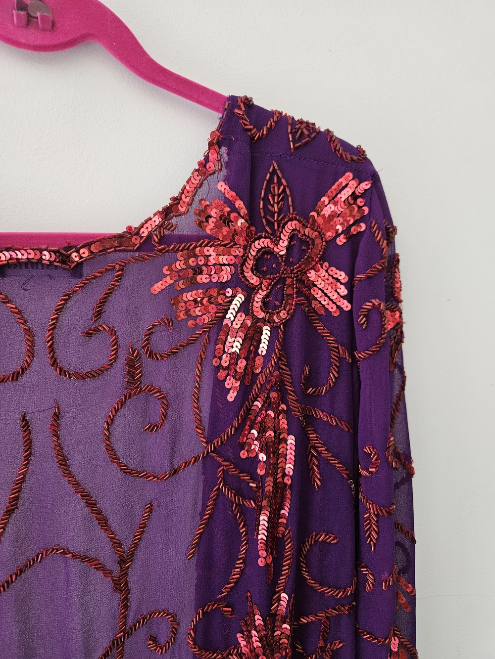 Krishma Purple Embellished Sheer Evening Cover-Up - Picture 3 of 4